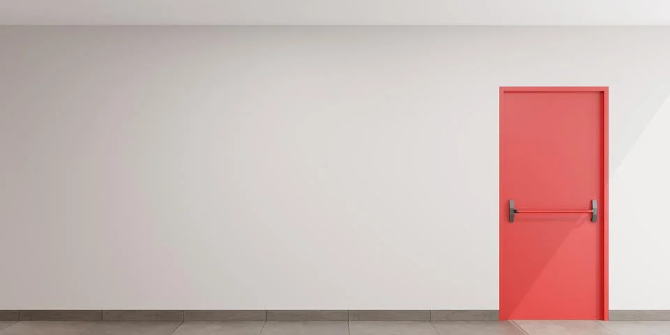 Interior Copy Space Background With Emergency Fire Door 3D Render Illustratio Stock Illustration