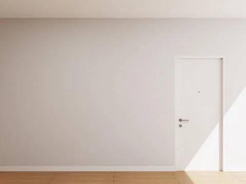 Interior Copy Space Background With Single Wood Door 3D Render Illustration Stock Illustration