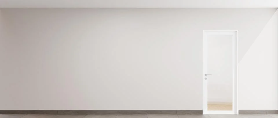 Interior Copy Space Background With Single Framed Glass Door 3D Render Illu.. Illustrazione stock