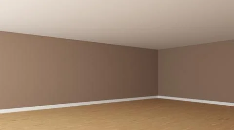 Interior Corner with Light Brown Walls, White Ceiling, Light Parquet Floor Stock Illustration