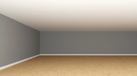 Interior Corner of the Room with Grey Walls, White Ceiling, Wooden Parquet Floor Stock Illustration
