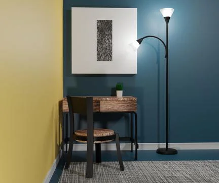 Interior of corner of room for study or working table Stock Illustration