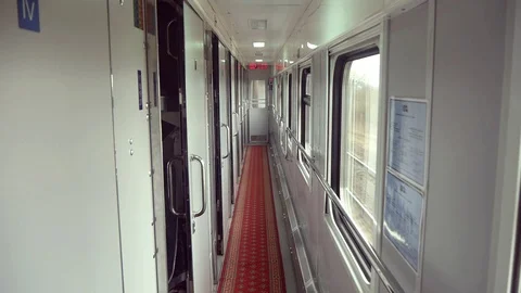 Interior Of The Corridor Of The Coupe Passenger Wagon Stock Footage 127538011
