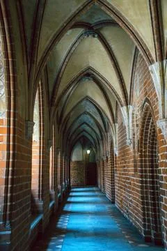 Interior of a corridor in a medieval castle Stock Photos