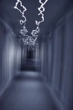 Interior corridor of a nightmare building 스톡 사진