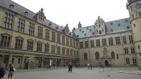 Interior courtyard of Kronborg Castle - Helsingor Denmark Stock Footage 55246523