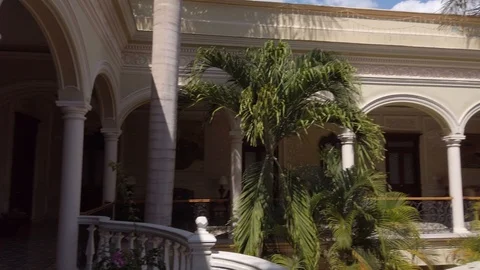 Interior courtyard of the Merida Mansion Hotel in Merida, Mexico. Stock Footage 104323433