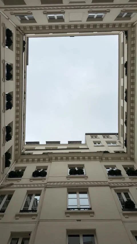 Interior courtyard with open sky and soft natural daylight Stock Footage 320312682