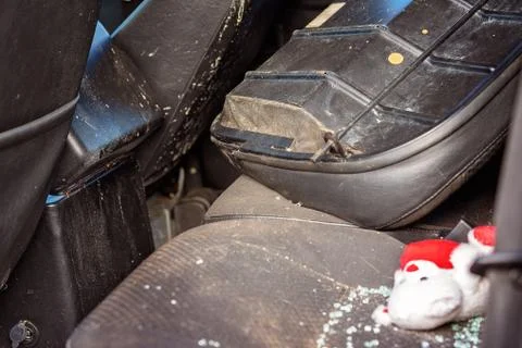 Interior Of Crashed Vehicle Stock Photos