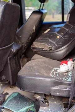 Interior Of Crashed Vehicle Stock Photos