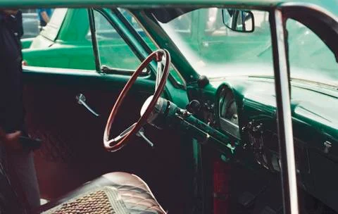 Interior of a Cuban car, A.D. Stock Photos