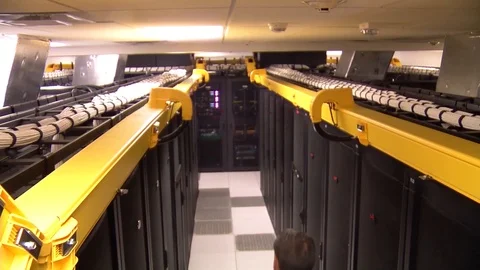 The interior of a data processing center. Stock Footage 123365217