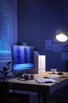 Interior of data scientists office with workplace Stock Photos