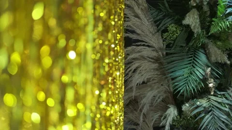 Interior decoration with colored leaves with the help of rgb lights. Stock Footage 150818896