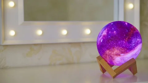 Interior decoration spherical flashlight lamp galaxy switches with neon light 스톡 동영상 147380976