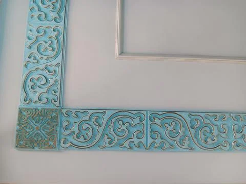 Interior decorative patterns of Al Hamid Mosque in Almaty,  Kazakhstan. Stock Photos