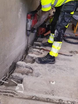 Interior demolition work during building renovation project Stock Photos