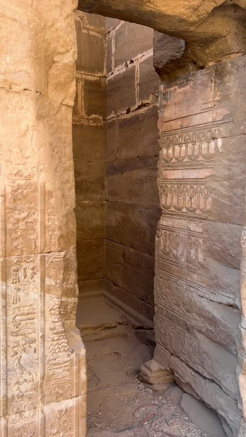 Interior of Dendera temple or Temple of Hathor. Dendera Temple complex Stock Footage 330179882