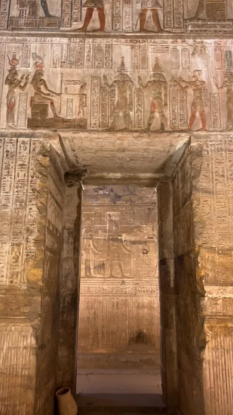 Interior of Dendera temple or Temple of Hathor. Dendera Temple complex Stock Footage 330180670