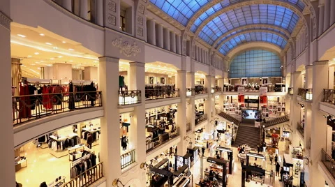 Interior of department store DLT in St. Petersburg, Russia during Summer. Style. Stock Footage 63518255