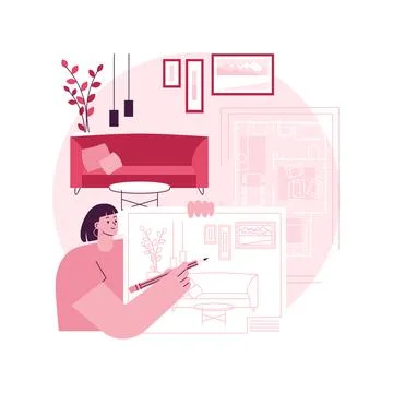 Interior design abstract concept vector illustration. Stock Illustration