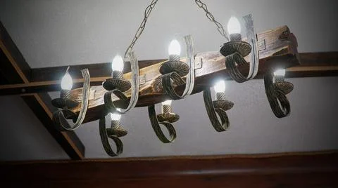 Interior design and ceiling decoration of a building, cafe, restaurant. The Stock Photos
