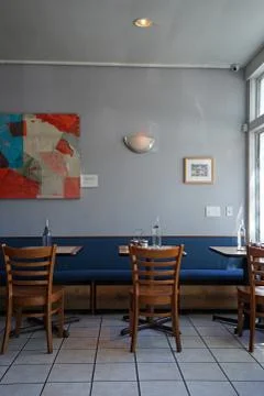 Interior design and dining area decoration of 'FORK and STIX' local Thai restaur Stock Photos