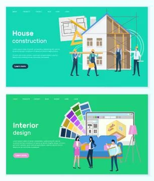 Interior Design and House Construction Website Stock Illustration