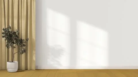 Interior design background in white and yellow tones with copy space. Empty w Stock Illustration
