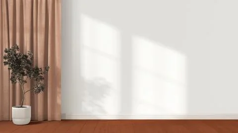 Interior design background in white and orange tones with copy space. Empty w Stock Illustration