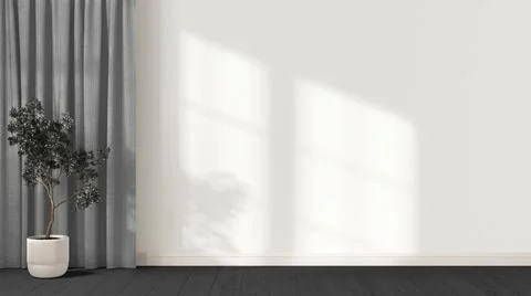 Interior design background in white and gray tones with copy space. Empty wal Stock Illustration