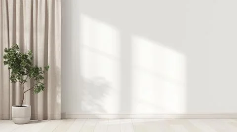 Interior design background in white tones with copy space. Empty wall, parque Ilustração Stock