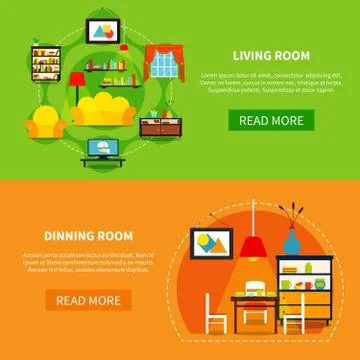 Interior Design Banners Set Stock Illustration