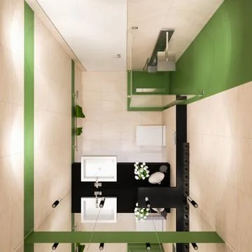 Interior design of the bathroom in a modern architectural style Stock Photos