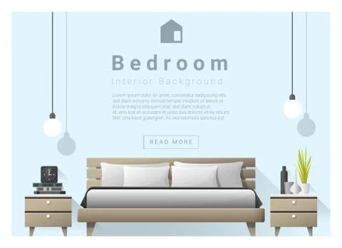 Interior design bedroom background Stock Illustration