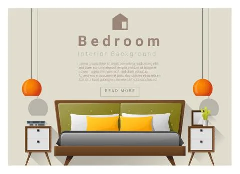 Interior design bedroom background Illustrazione stock