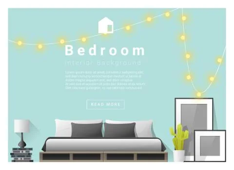Interior design bedroom background Stock Illustration