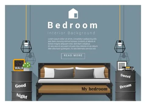 Interior design bedroom background Stock Illustration