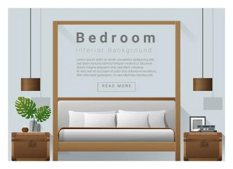 Interior design bedroom background Stock Illustration