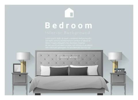 Interior design bedroom background Stock Illustration
