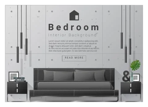 Interior design bedroom background Stock Illustration