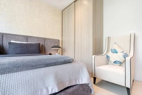 Interior design in bedroom Stock Photos