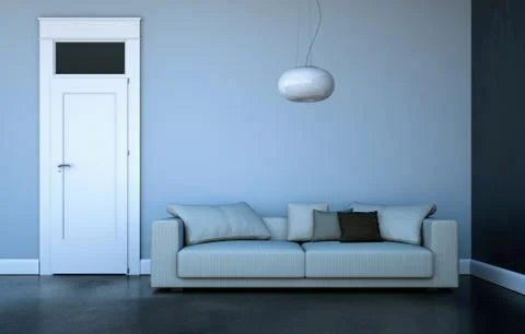 Interior design bright room with sofa Stock Illustration