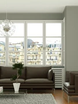 Interior design bright room with sofa Stock Illustration