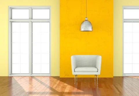 Interior design bright room with white armchair Stock Illustration