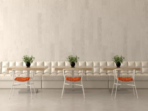 Interior design of a coffee shop, cafe. 3D rendering Stock Illustration