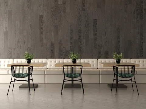 Interior design of a coffee shop, cafe. 3D rendering Stock Illustration