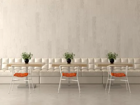 Interior design of a coffee shop, cafe. 3D rendering Stock Illustration