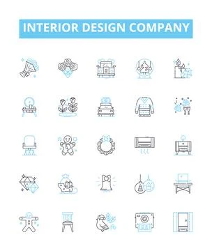 Interior design company vector line icons set. Interior, design, company Illustrazione stock