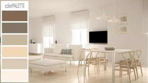 Interior design concept, architect designer, modern scandinavian living room  Stock Illustration
